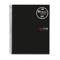 Miquel Rius Notebook10 Cuaderno de Espiral Formato A4 - 200 Hojas de 70gr Microperforadas con 4 Taladros - Cubiertas de Poliprop