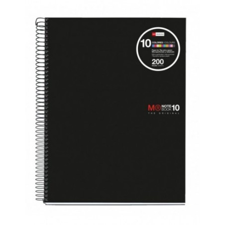 Miquel Rius Notebook10 Cuaderno de Espiral Formato A4 - 200 Hojas de 70gr Microperforadas con 4 Taladros - Cubiertas de Poliprop