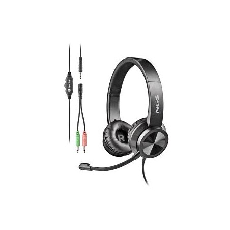NGS MSX 11 Pro Auriculares con Microfono Flexible - Diadema Ajustable - Almohadillas Acolchadas - Control en Cable - Cable de 1.