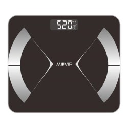 Muvip Body Muscle Bascula de Baño Digital Bluetooth - Pantalla LCD - Plataforma de Cristal Templado - 10 Memorias - Peso Max. 18