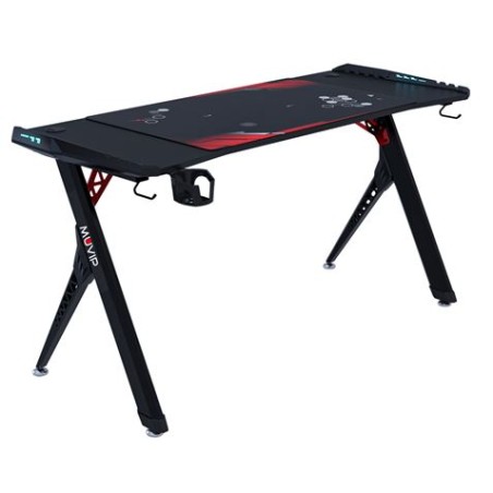 Muvip PRO900 Mesa Gaming XL Fibra de Carbono con Iluminacion RGB - Alfombrilla Gaming 900x566cm - Portavasos - Gancho para Auric