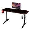 Muvip PRO1100 Mesa Gaming XL Fibra de Carbono con Iluminacion RGB - Alfombrilla Gaming 1400x600cm - Portavasos - Gancho para Aur