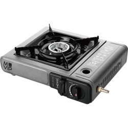 Muvip Cocina de Gas Portatil 1 Fuego con Adaptador de Botella Externa - Encendido Automatico - Quemador de Aluminio - Valvula Do