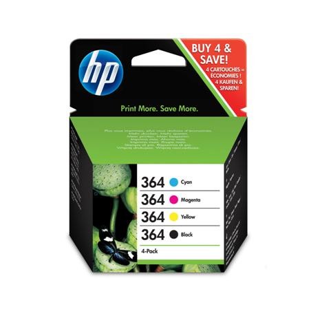 HP 364 Pack de 4 Cartuchos de Tinta Originales - N9J73AE