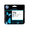 HP 774 Cabezal de Impresion Original - Negro Mate, Cyan - P2W01A