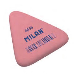 Milan 4836 Goma de Borrar Triangular Flexible - Miga de Pan - Caucho Sintetico - Envueltas Individualmente - Color Rosa