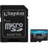Kingston Tarjeta Micro SDXC 64GB UHS-I U3 V30 Clase 10 170MB/s Canvas Go Plus con Adaptador