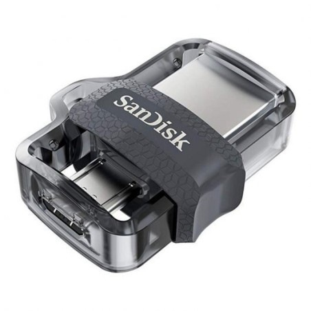 Sandisk Ultra Dual Drive m3.0 Memoria USB 3.0 y Micro USB 128GB - Hasta 150MB/s de Lectura - Color Transparente/Negro (Pendrive)