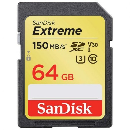 Sandisk Extreme Tarjeta SDXC 64GB UHS-I V30 U3 Clase 10 150MB/s