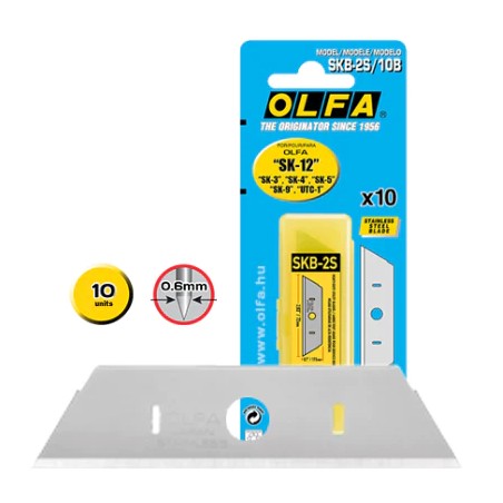 Olfa Pack de 10 Cuchillas de Respuesto para Cutters Olfa SK-12, SK-4, SK-5, SK-9 y UTC-1 - Acero Inoxidable
