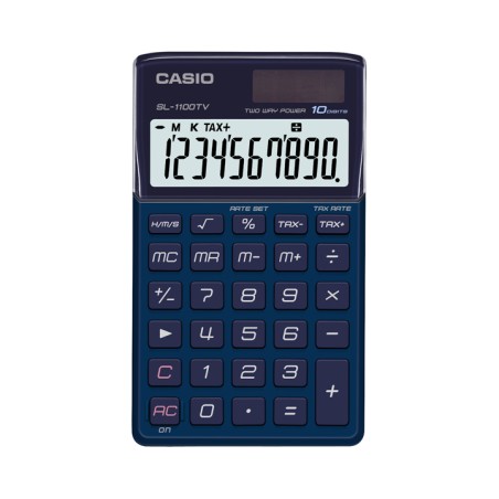 Casio SL1100TV Calculadora de Escritorio - Calculo de Impuestos - Pantalla LCD de 10 Digitos - Solar y Pilas