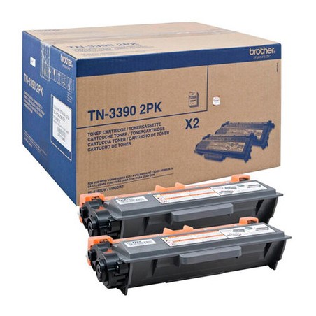 Brother TN3390 Negro Pack de 2 Cartuchos de Toner Originales - TN3390TWIN