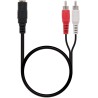 Nanocable Cable Audio Estereo Jack 3.5mm Hembra a 2x RCA Macho 1.50m - Color Negro