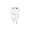 Tooq Cargador de Pared GaN USB-C/PD + USB-A/QC 45W - Color Blanco