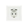 Nanocable Roseta Base de Enchufe de Pared Empotrable Tipo Schuko con 2 Tomas USB 2.4A - Color Blanco