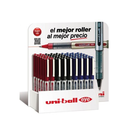 Uni-ball Roller Eye Micro Boligrafo de Tinta Liquida - Punta de Acero Inoxidable 0,5 mm - Trazo de 0,3 mm - Visor de Tinta - Cli