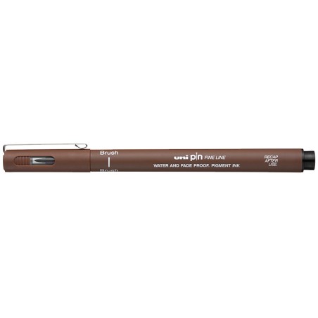 Uni-ball Rotulador Calibrado Uni Pin - Punta Brush Poliacetal  - Tinta Resistente al Agua y a la Luz - Color Sepia