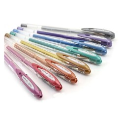 Uni-ball Signo Noble Metal Boligrafo de Gel - Punta de Acero Inoxidable 0.8 mm. - Trazo 0.50 mm. aprox. - Tinta Gel - Colores Su