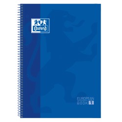 Oxford Europeanbook 1 Cuaderno Espiral Formato A4+ Cuadriculado 5x5mm - 80 Hojas - Banda de Color - Tapa Extradura Brillante - C