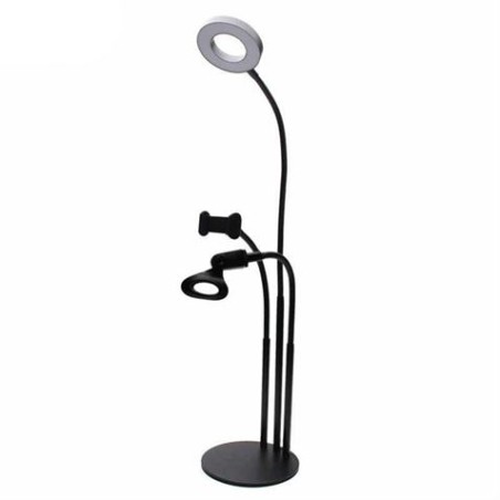 XO L02 Pack Youtuber Base de Fijacion + Soporte Smartphone + Soporte Microfono + Lampara LED 3" 12W con Mando - 4 Niveles de Ilu