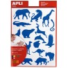 Apli Gomets Animales Salvajes - 204 Unidades por Bolsa - Formas de Elefante, Tigre, Jirafa y Mas - Adhesivo Base Agua y Material