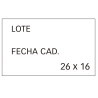 Apli Etiquetas Blancas Removibles 26x16mm para Etiquetadoras de Precios de 2 Lineas - Pack de 6 Rollos - Preimpresas con "Lote" 