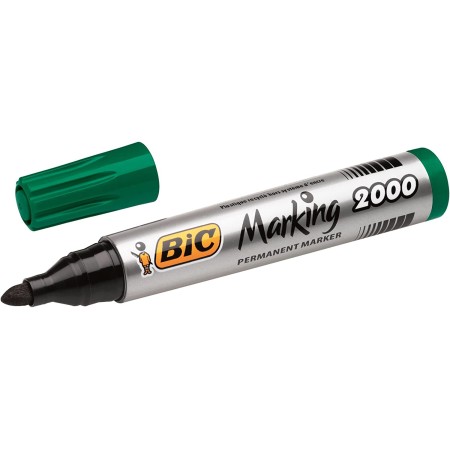 Bic Marking 2000 Ecolutions Rotulador Permanente - Tinta con Base de Alcohol - Ecologico - Secado Rapido - Color Verde