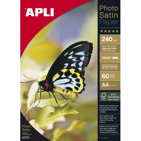 Apli Papel Fotografico Photosatin A4 240g 60 Hojas