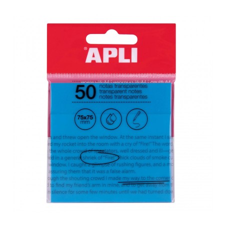 Apli Notas Adhesivas Transparentes Bloc 50 Hojas 75x75mm - Para Anotar sin Perder la Visibilidad del Texto o la Imagen - Resiste