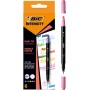 Bic Intensity Dual Tip Pack de 6 Rotuladores Doble Punta - Punta de Biselada + Punta Fina 0.04mm - Tinta con Base de Agua - Colo