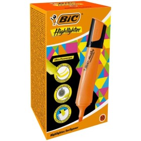 Bic Marking Highlighter Flat Marcador Fluorescente - Punta Biselada - Trazo entre 1.70 y 4.80 mm - Tinta con Base de Agua - Colo