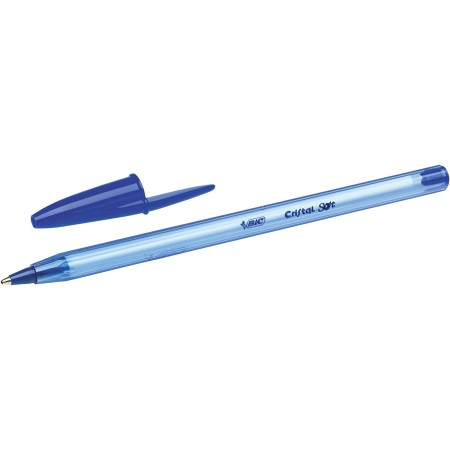 Bic Cristal Soft Boligrafos de Bola - Punta Media de 1.2mm - Trazo 0.45mm - Escritura mas Fluida - Color Azul
