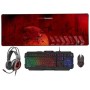 Mars Gaming Pack 4 en 1 de Teclado Tecnologia Hibrida H-Mech, Antighosting USB RGB + Raton 4000dpi USB RGB + Auriculares con Mic
