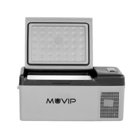 Muvip Nevera Portatil de Compresor 15L - Luz LED - Proteccion Bateria - Temperatura -20º/+20º - Conexion 12/24/220V - Consumo 45