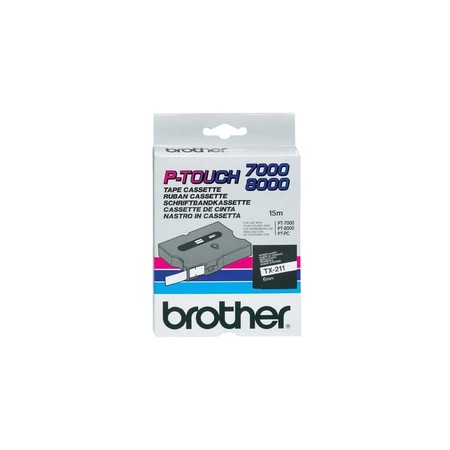 Brother TX211 Cinta Laminada Original de Etiquetas - Texto Negro sobre Fondo Blanco - Ancho 6mm x 15 metros