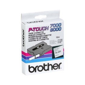 Brother TX251 Cinta Laminada Original de Etiquetas - Texto Negro sobre Fondo Blanco - Ancho 24mm x 15 metros