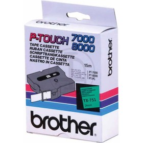 Brother TX751 Cinta Laminada Original de Etiquetas - Texto Negro sobre Fondo Verde - Ancho 24mm x 15 metros