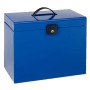 Esselte Home-Box A4 Maletin Metalico - con 5 Carpetas - Azul - con Asa y Cerradura con Llave