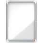 Nobo Vitrina para 4 Hojas A4 con Superficie Blanca Magnetica - 532x692x37mm - Puerta de Cristal de Seguridad - Marco de Aluminio