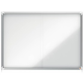 Nobo Vitrina Interior para 18 Hojas A4 con Superficie Magnetica y Puerta Deslizante - 997x1412x54mm - Superficie Blanca Metalica