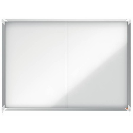Nobo Vitrina Interior para 18 Hojas A4 con Superficie Magnetica y Puerta Deslizante - 997x1412x54mm - Superficie Blanca Metalica