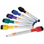 Nobo Mini Rotulador Pizarra Blanca con Tapa Borrador Magnetica - 6 Colores Surtidos - Punta Fina 2mm - Destaca en Pizarras Blanc