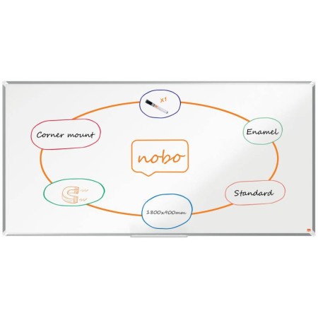 Nobo Premium Plus Pizarra Magnetica de Acero Vitrificado 1800x900mm - Montaje en Esquina - Superficie de Borrado Superior - Colo
