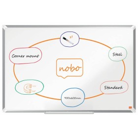 Nobo Premium Plus Pizarra Magnetica de Acero Lacado 900x600mm - Montaje en Esquinas - Superficie de Borrado Facil - Color Blanco