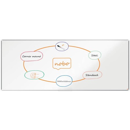 Nobo Premium Plus Pizarra Magnetica de Acero Lacado 3000x1200mm - Montaje en Esquinas - Blanco