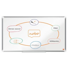Nobo Premium Plus Pizarra Magnetica de Acero Lacado Panoramica 890x500mm - Montaje en Esquina - Blanco