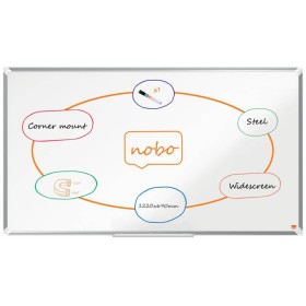 Nobo Premium Plus Pizarra Magnetica de Acero Lacado Panoramica 1220x690mm - Montaje en Esquina - Blanco