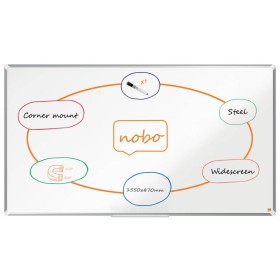 Nobo Premium Plus Pizarra Magnetica de Acero Lacado Panoramica 1550x870mm - Montaje en Esquina - Blanco