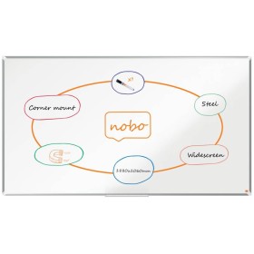 Nobo Premium Plus Pizarra Magnetica de Acero Lacado Panoramica 1880x1060mm - Montaje en Esquina - Blanco