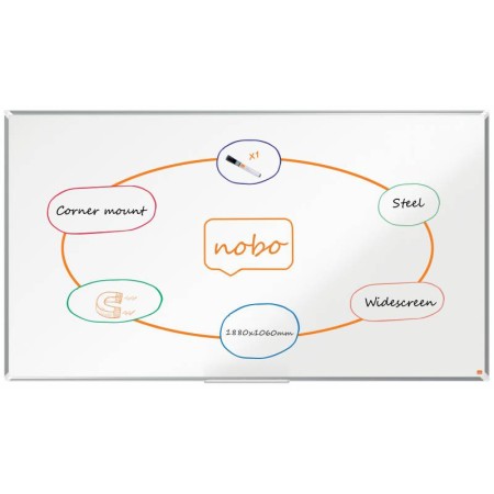 Nobo Premium Plus Pizarra Magnetica de Acero Lacado Panoramica 1880x1060mm - Montaje en Esquina - Blanco